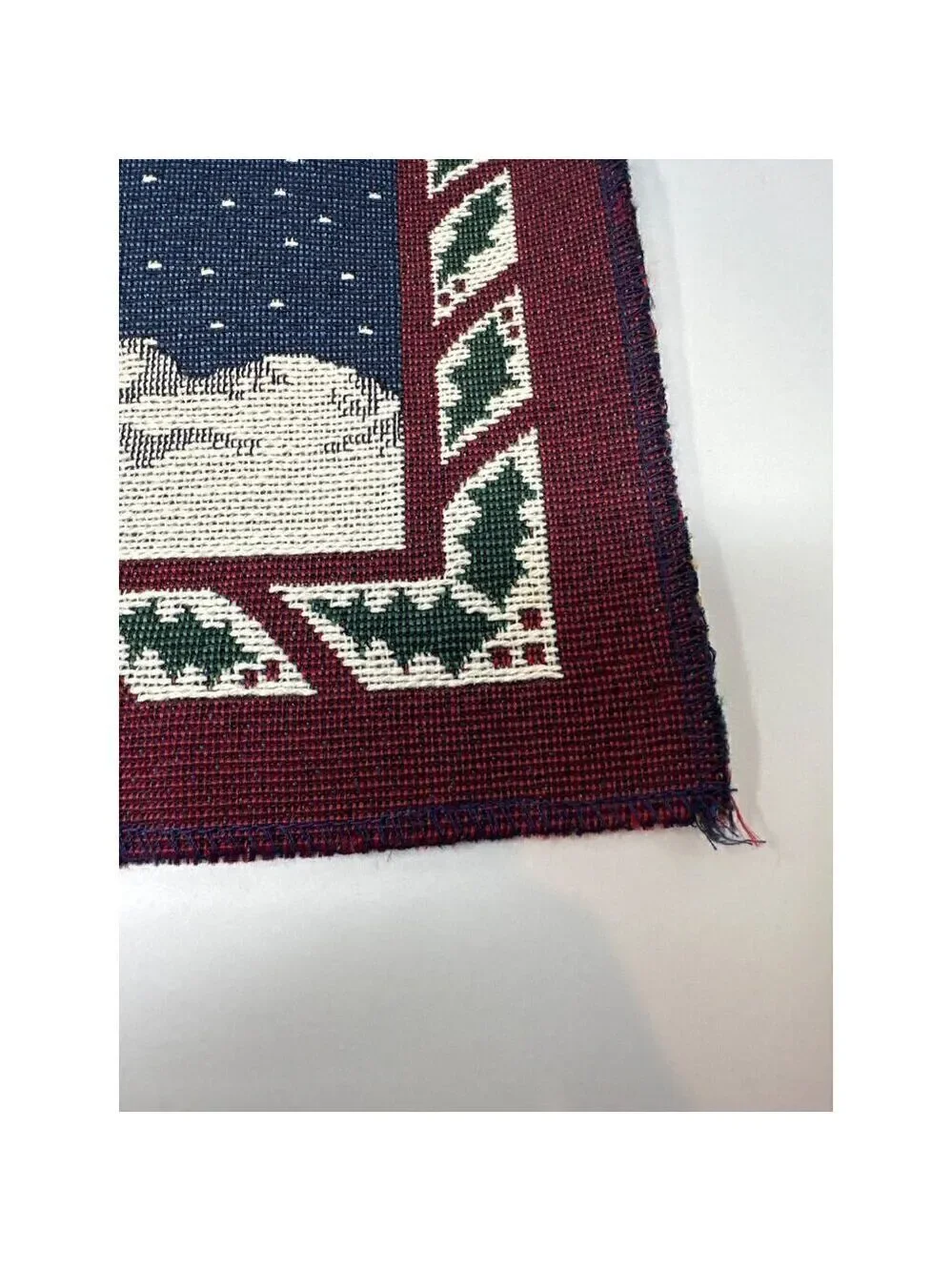 Vintage Snowman Tapestry Pillow Panel 18in Holiday Christmas Decor Winter Blue